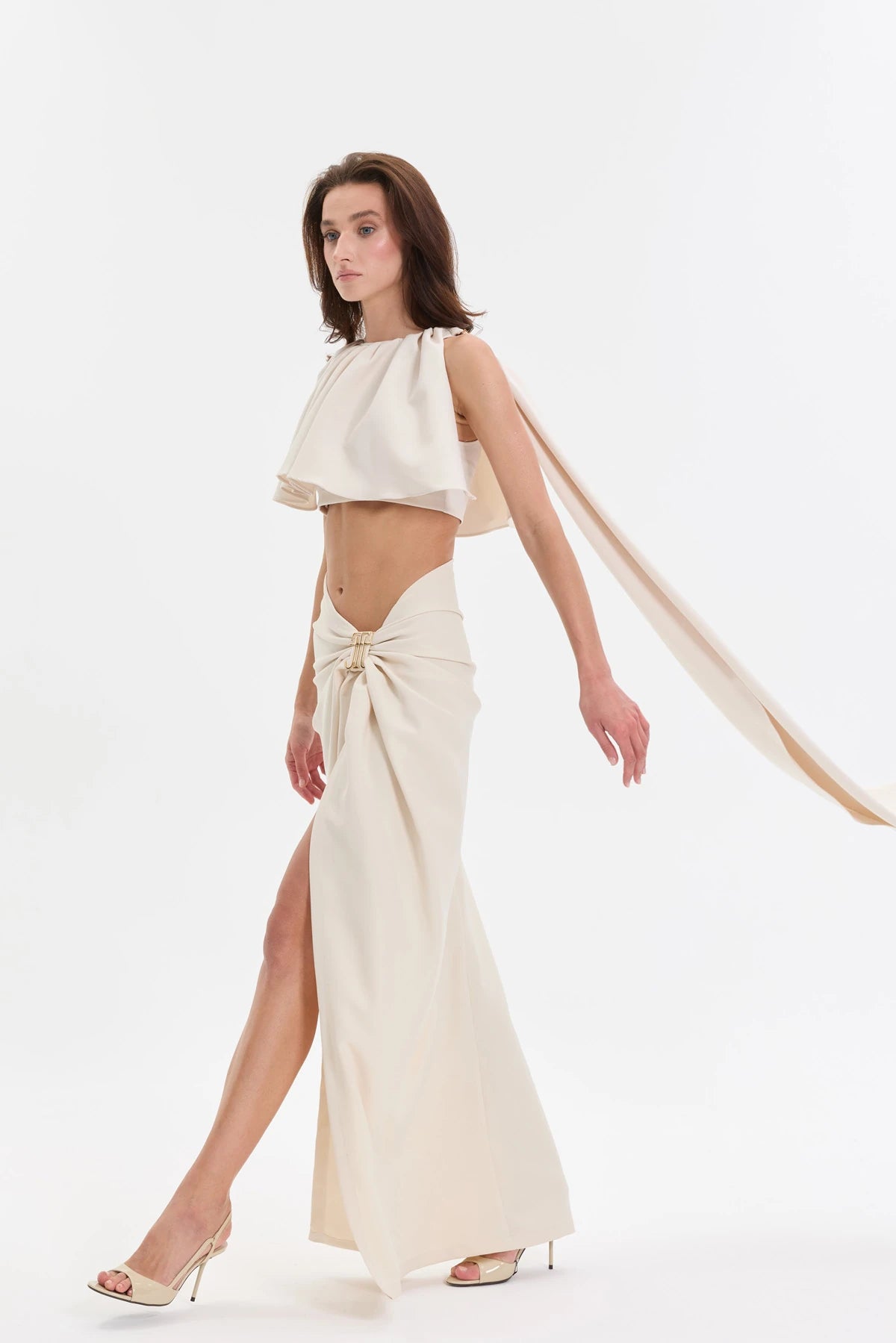 DUSK LOGO DETAYLI KREM RENGİ PELERİN HALTER ÜST
