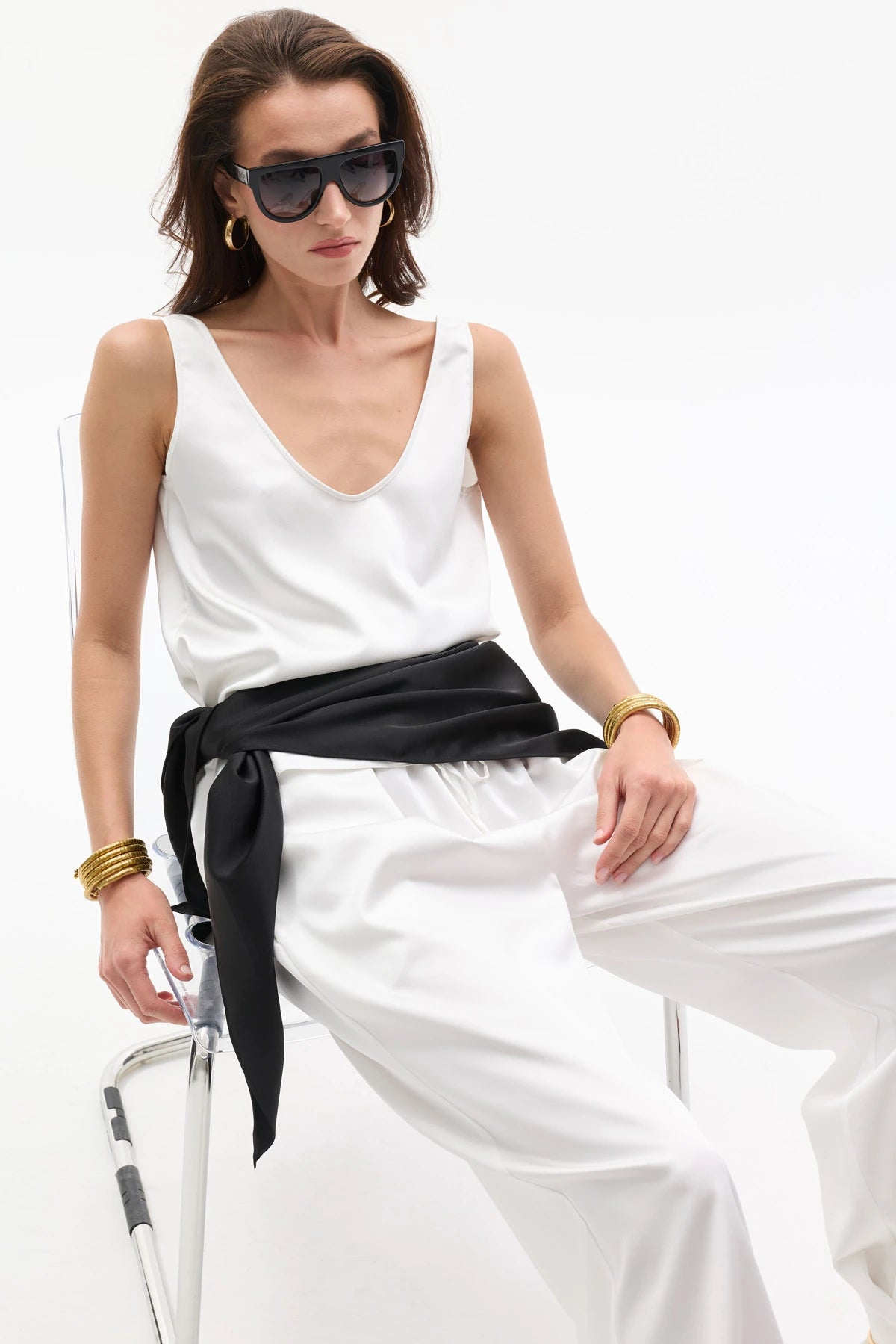 AFTERLIGHT BEYAZ SATEN TANK TOP