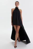 KATE ASİMETRİK MAKSİ SİYAH ELBİSE