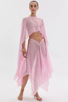AURA ASİMETRİK PEMBE DANTEL PELERİN