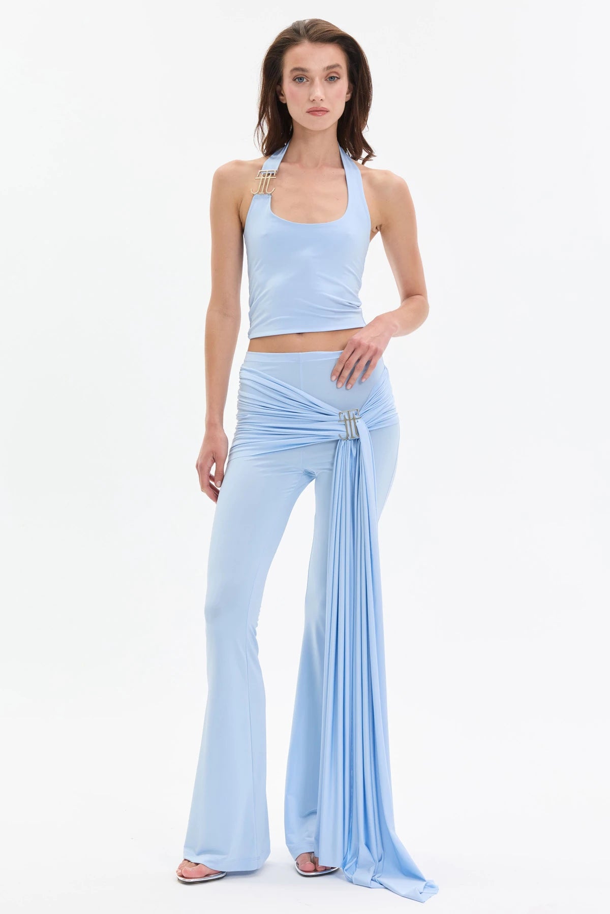 UNDONE HALTER YAKA BEBEK MAVİSİ LOGO DETAYLI ÜST