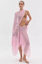AURA ASİMETRİK PEMBE DANTEL PELERİN
