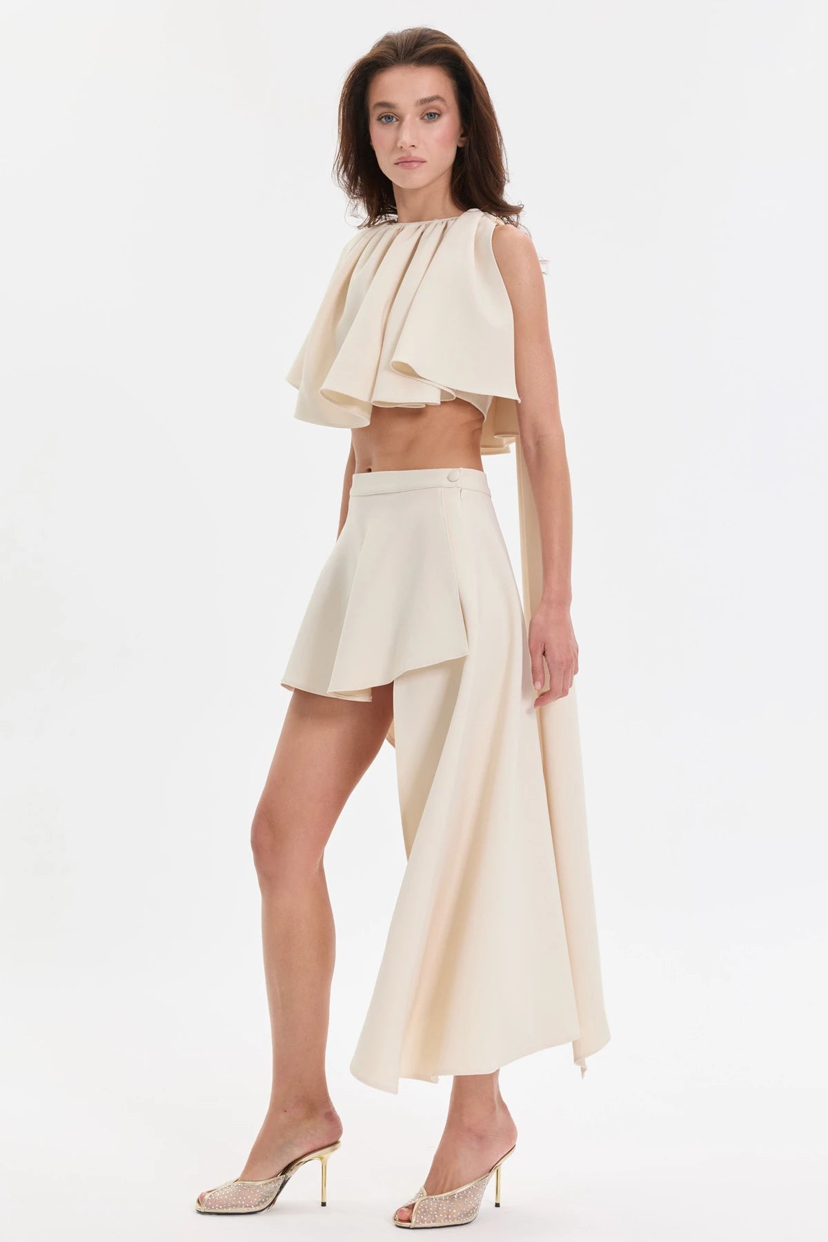 DUSK LOGO DETAYLI KREM RENGİ PELERİN HALTER ÜST