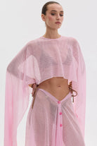 AURA ASİMETRİK PEMBE DANTEL PELERİN
