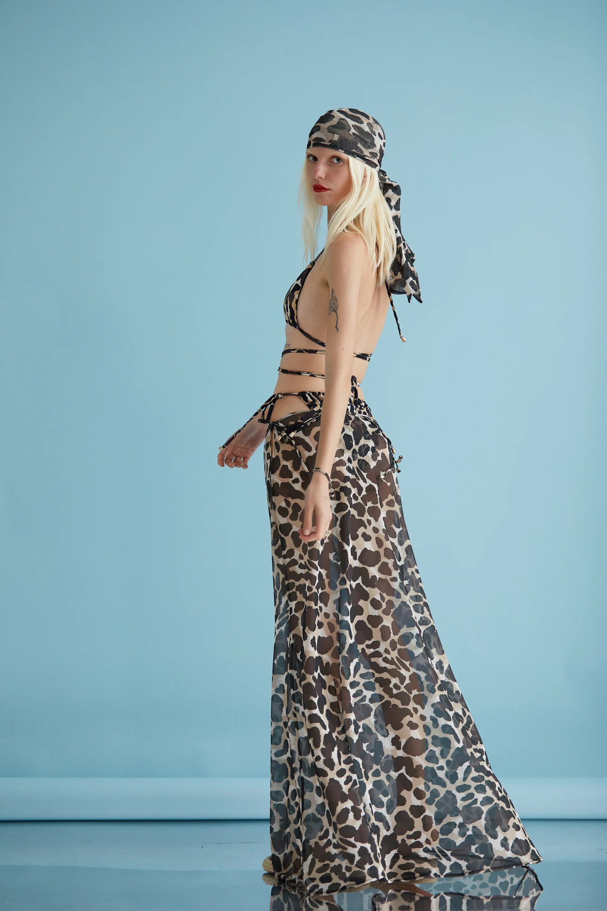 ZETA BOW LEOPAR DESENLİ TÜL ETEK