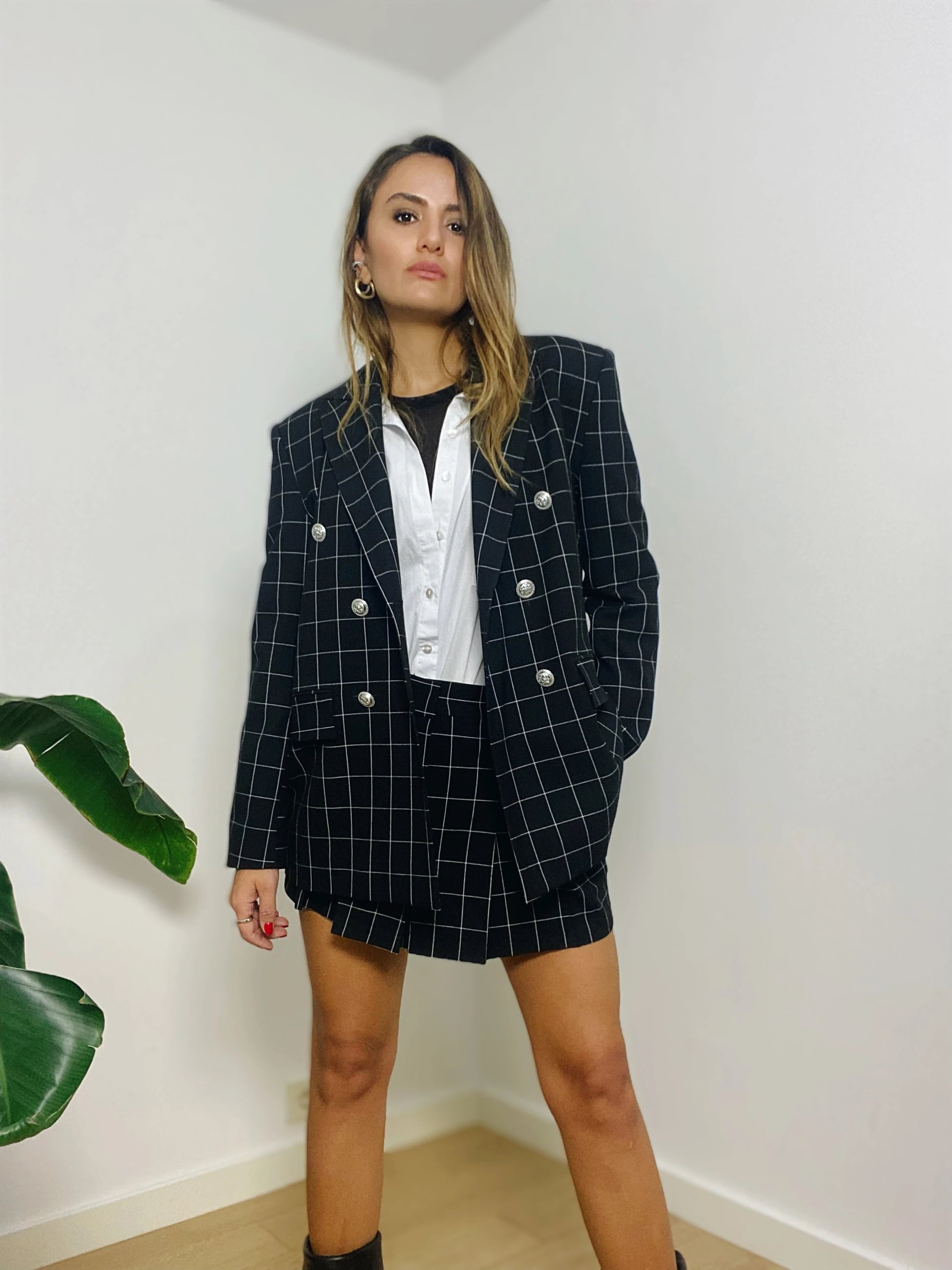 JACKIE PLAID SİYAH BLAZER CEKET