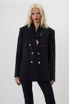 JACKIE EKTSRA OVERSIZED LACİVERT ÇİZGİLİ BLAZER CEKET