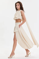 DUSK LOGO DETAYLI KREM RENGİ PELERİN HALTER ÜST