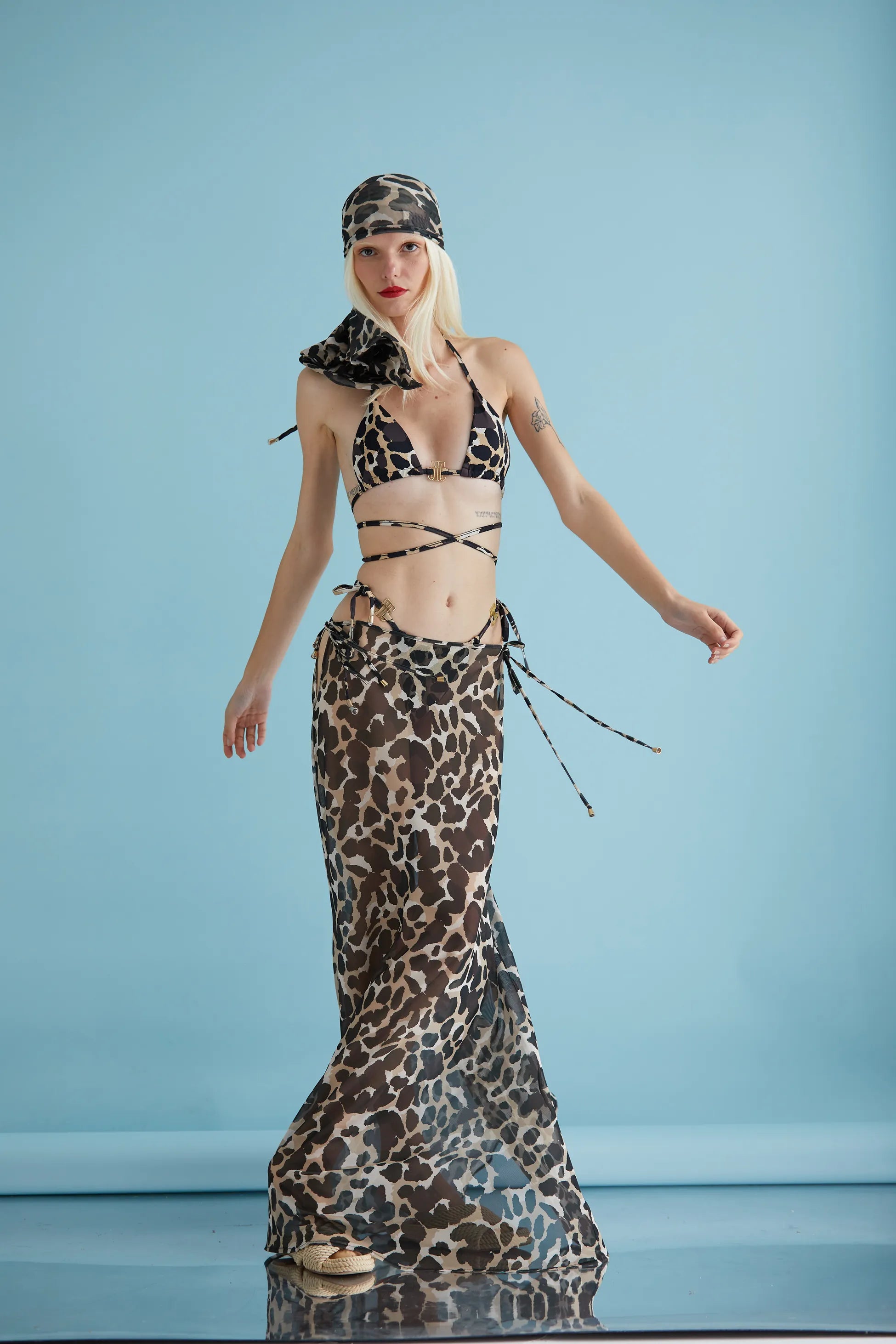 ZETA BOW LEOPAR DESENLİ TÜL ETEK