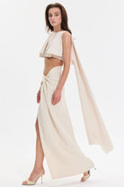 DUSK LOGO DETAYLI KREM RENGİ PELERİN HALTER ÜST