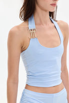 UNDONE HALTER YAKA BEBEK MAVİSİ LOGO DETAYLI ÜST