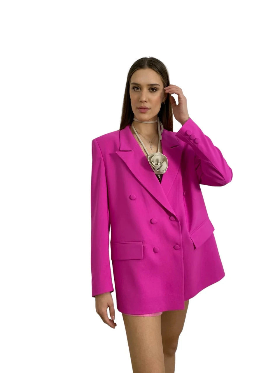 JACKIE EKSTRA OVERSIZE PEMBE BLAZER CEKET