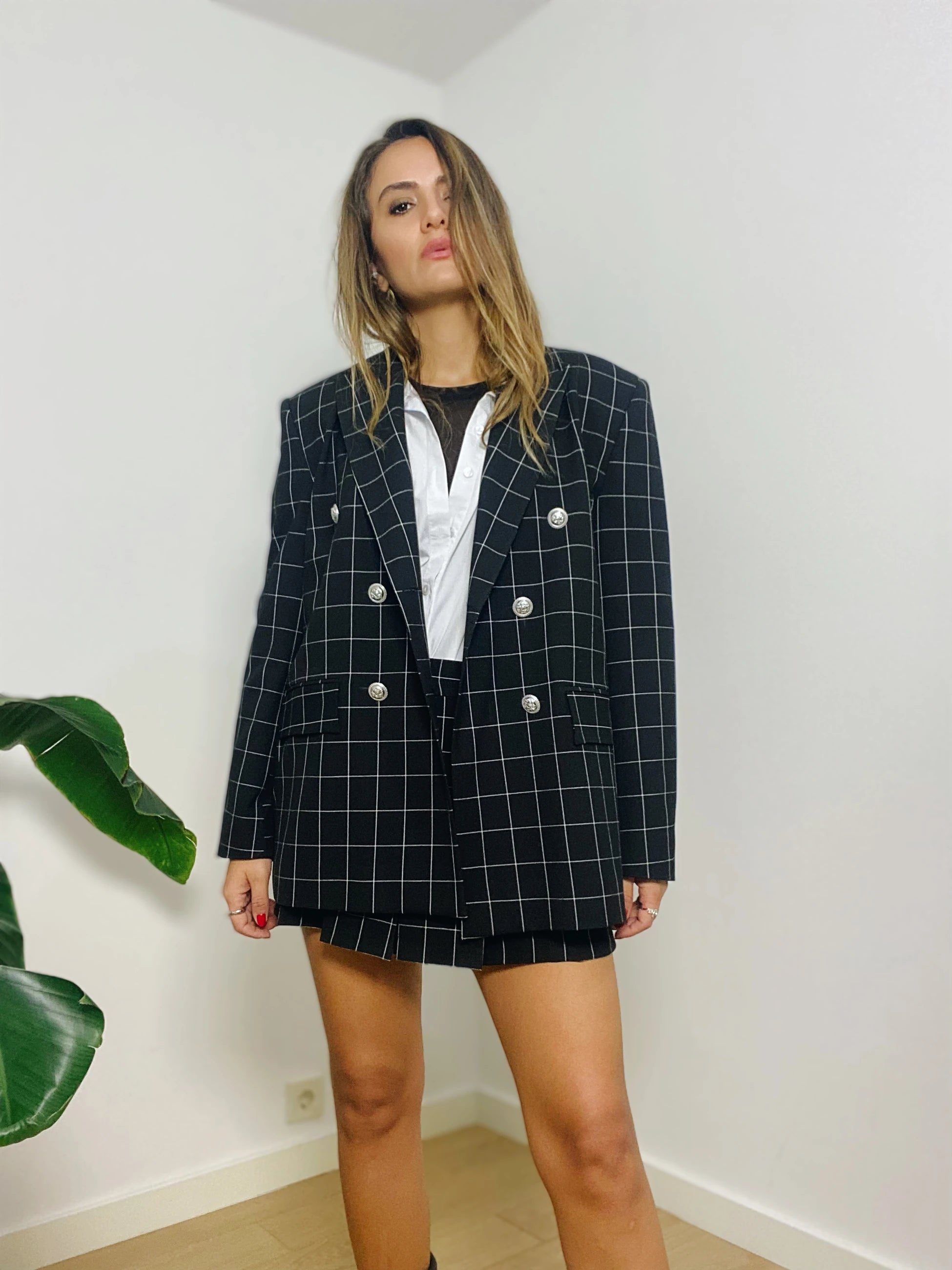 JACKIE PLAID SİYAH BLAZER CEKET