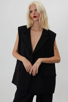 MUSE SİYAH OVERSIZE YELEK