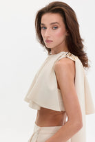 DUSK LOGO DETAYLI KREM RENGİ PELERİN HALTER ÜST