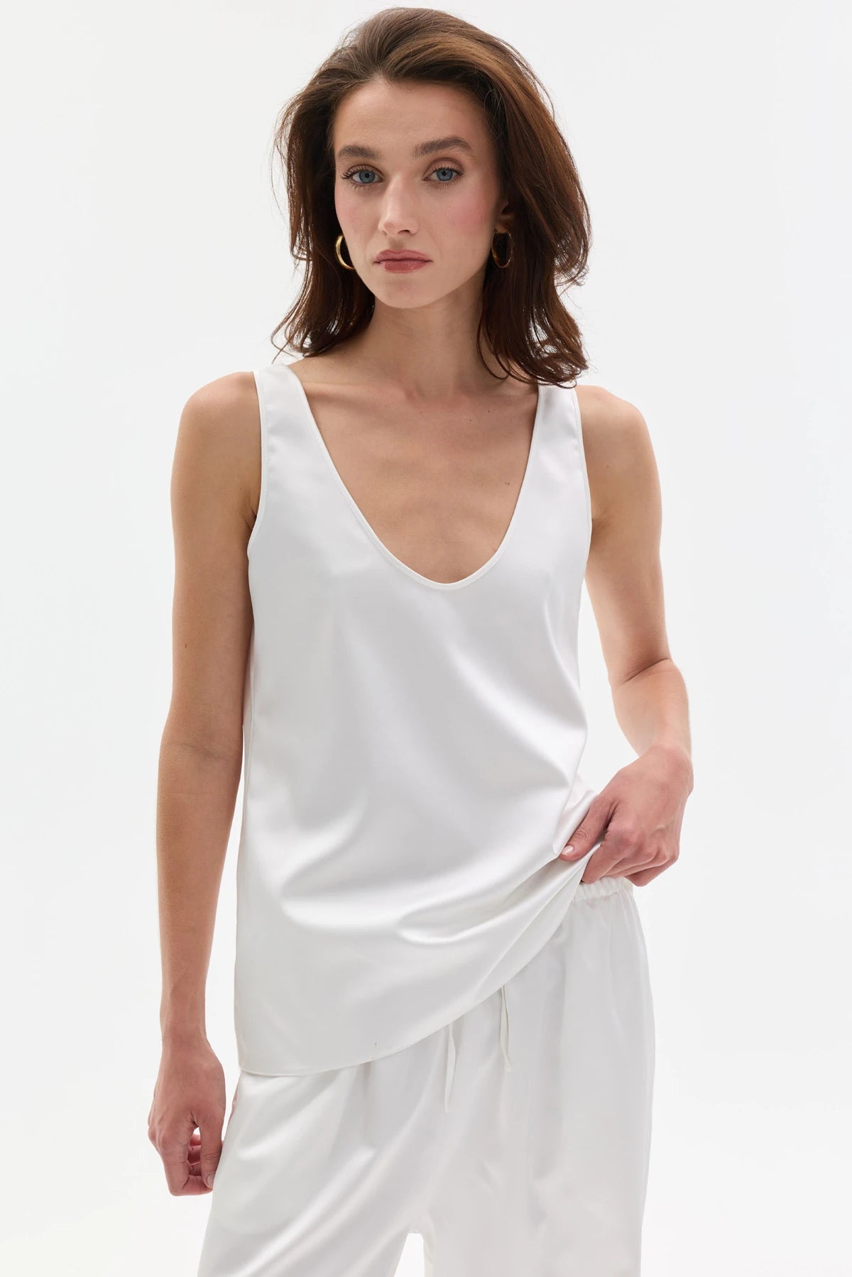 AFTERLIGHT BEYAZ SATEN TANK TOP